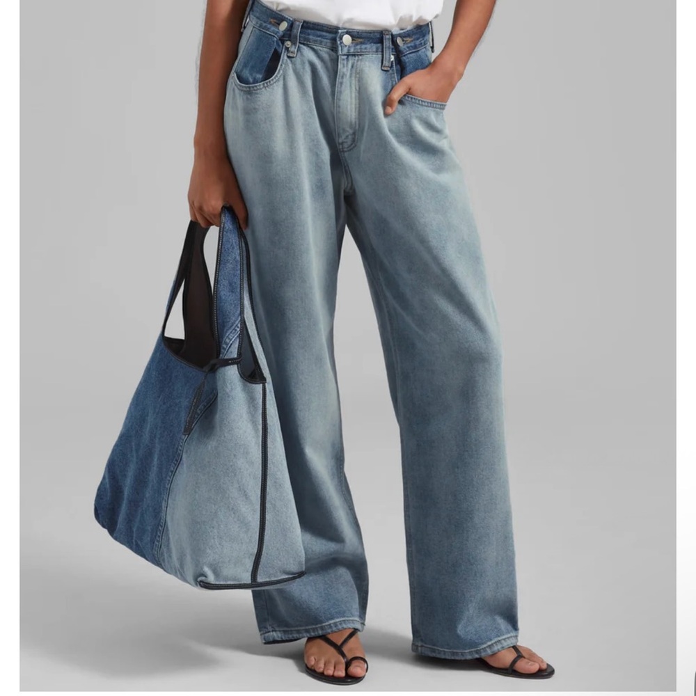 THE FRANKIE SHOP - HAYLA CONTRAST DENIM PANTS - LIGHT WASH/BLUE